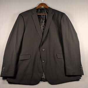 Kenneth Cole Blazer 48R Black Striped Suit Jacket Single Vent Sport Coat 2 Bttn